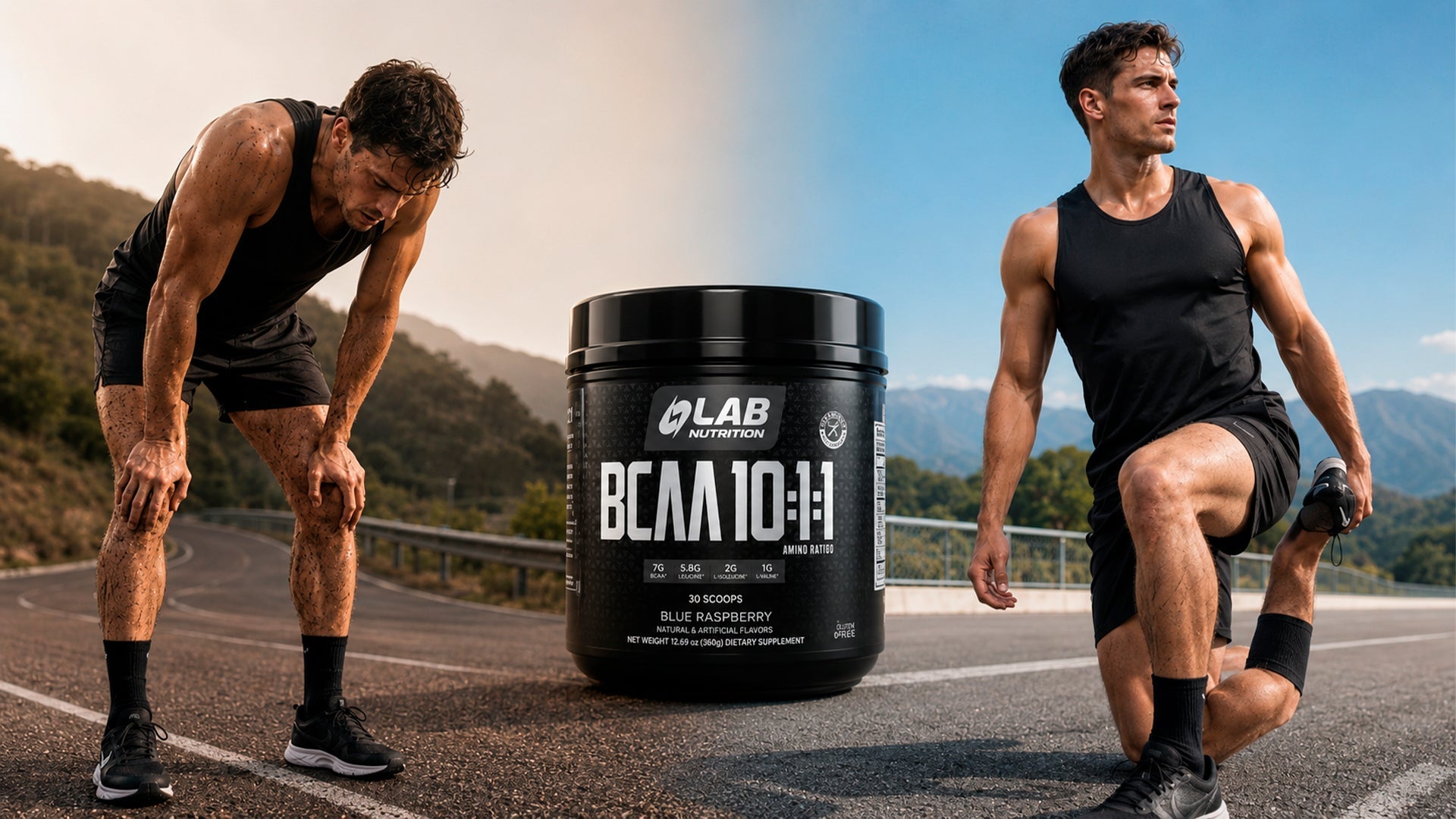Runner recuperándose con BCAAs y electrolitos LAB Nutrition