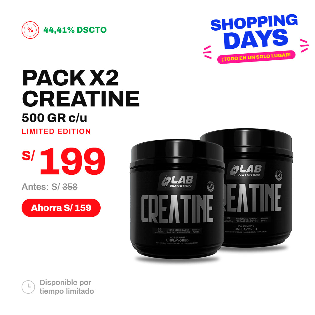 PACK 2 CREATINA UNFLAVORED 500GR
