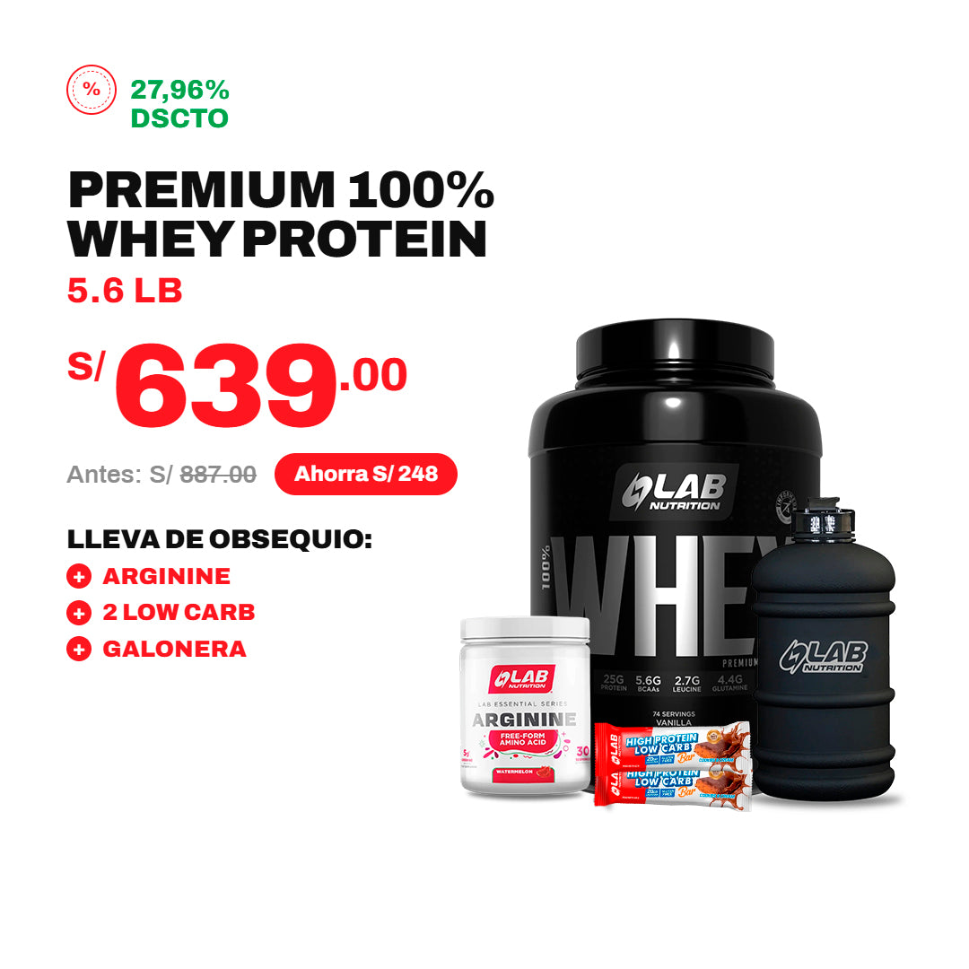 PACK PREMIUM 5LB + ARGININE + 2 LOW CARB + GALONERA