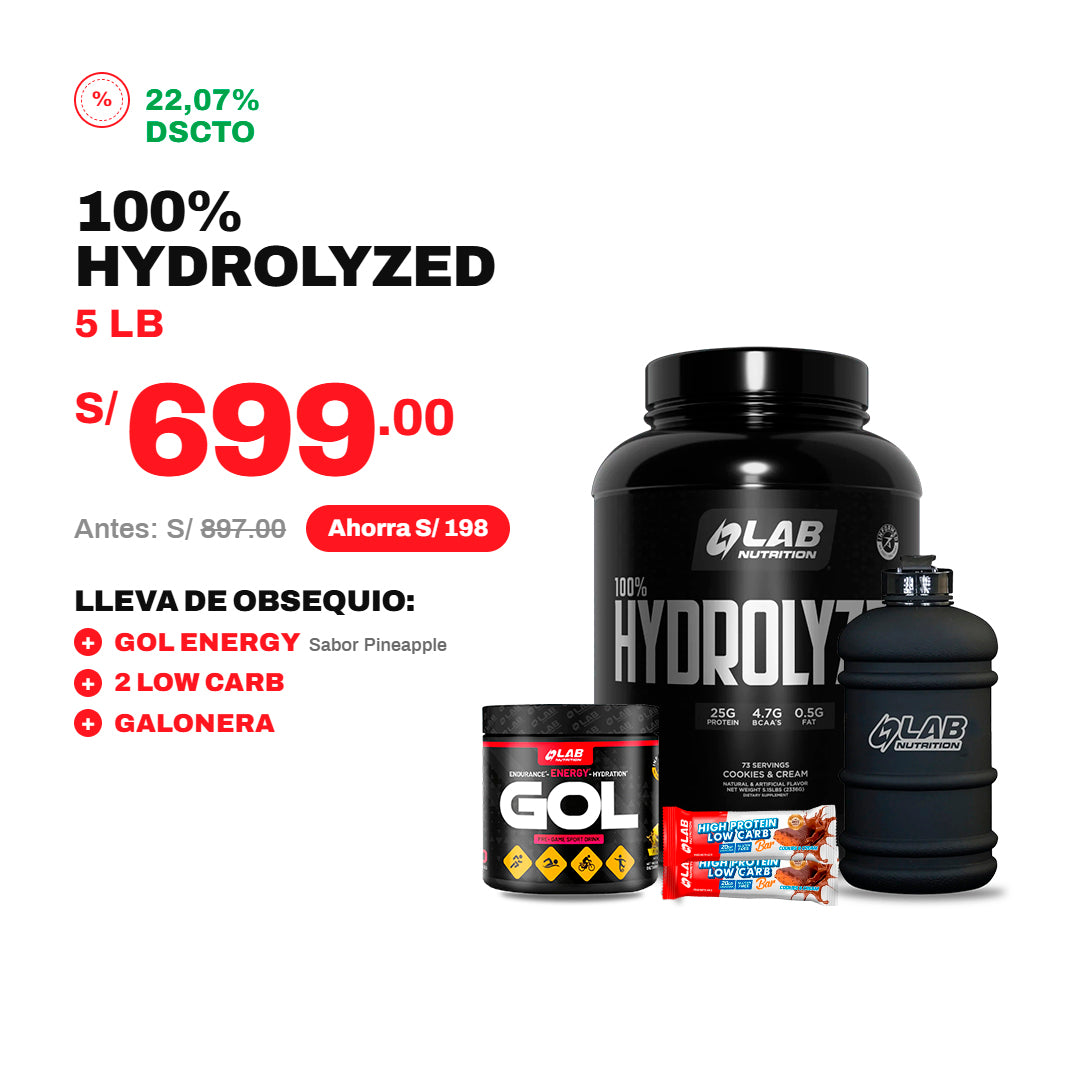 PACK HYDROLYZED 5LB + GOL + 2 LOW CARB + GALONERA