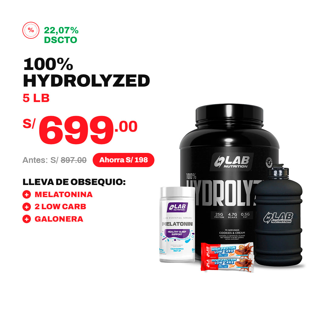 PACK HYDROLYZED 5LB + MELATONIN + 2LOW CARB + GALONERA