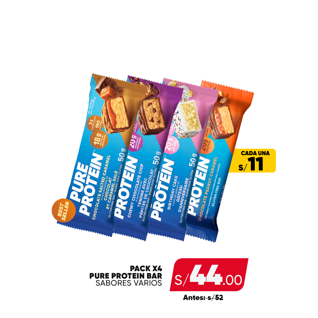 CHECK OUT. FOUR PACK BAR PURE PROTEIN
