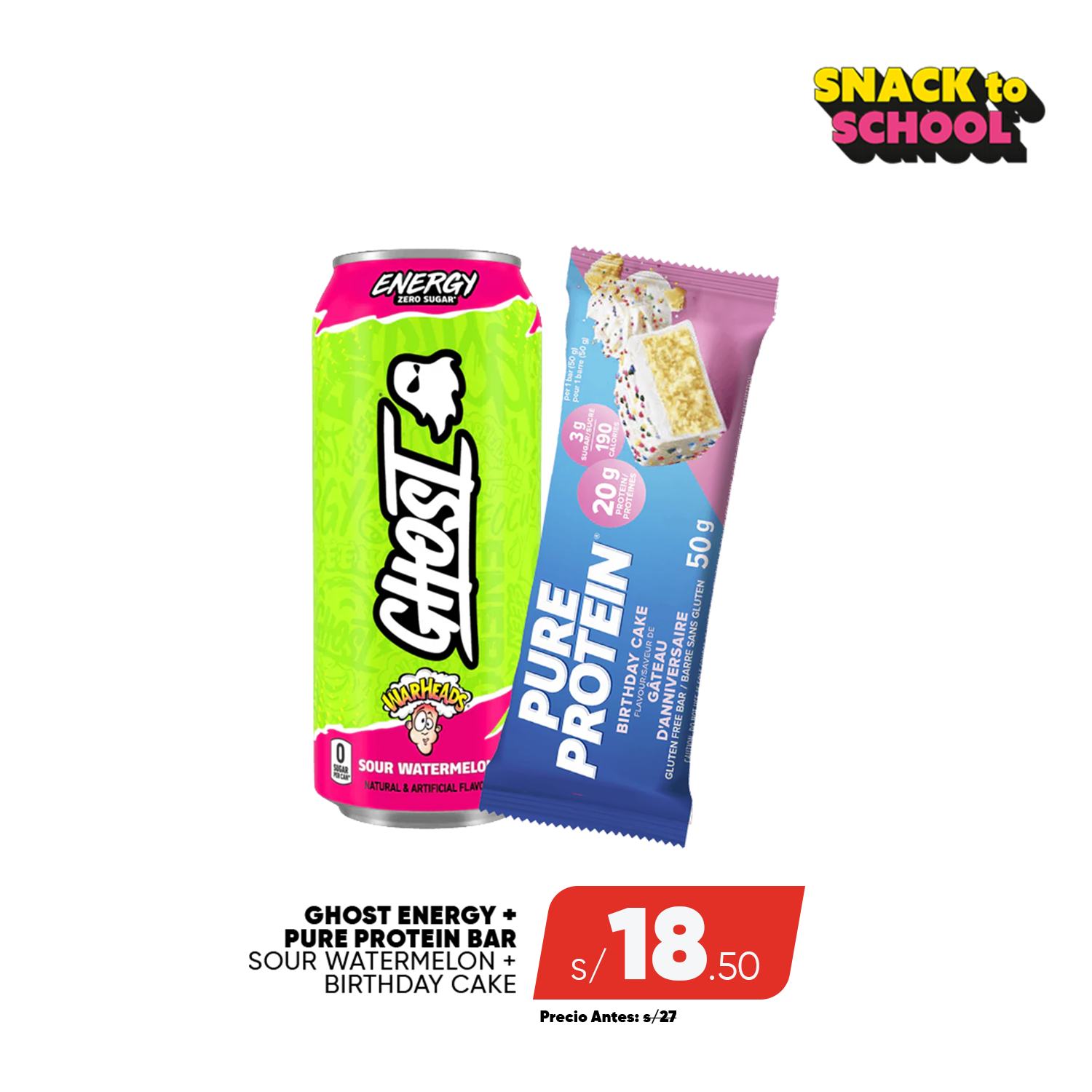 PACK GHOST ENERGY + PURE PROTEIN BAR