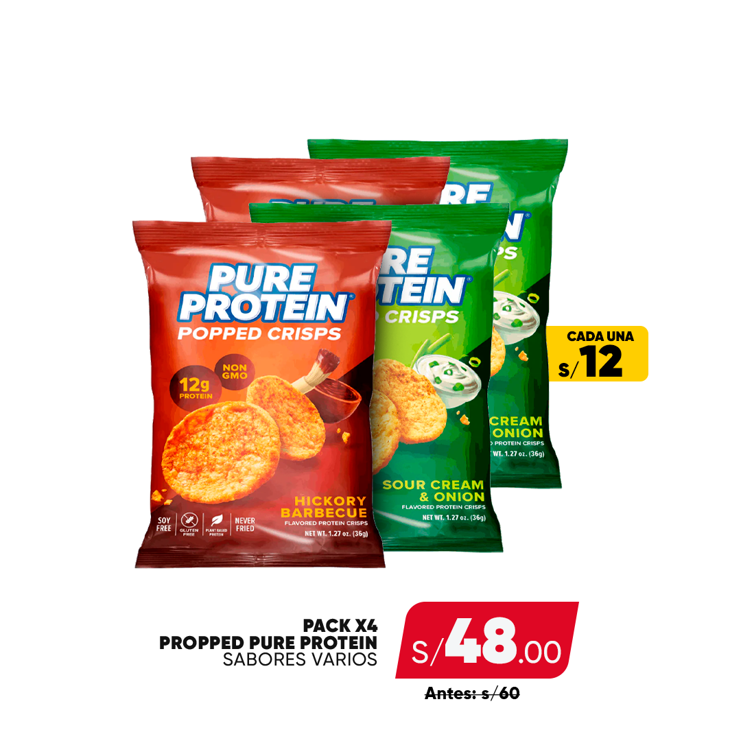 CHECK OUT. PACK X4 POPPED PURE PROTEIN