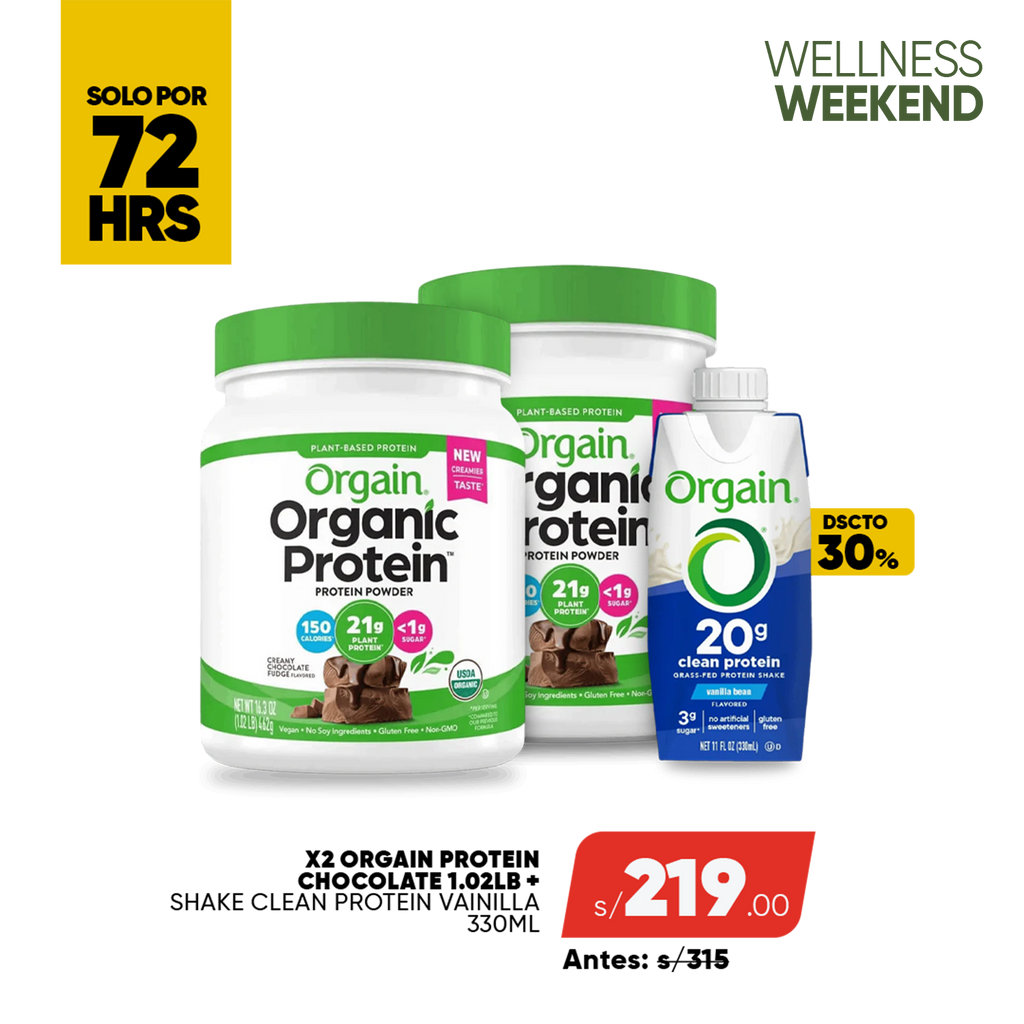 PACK 2 ORGAIN PROTEIN 1.02LB + SHAKE CLEAR