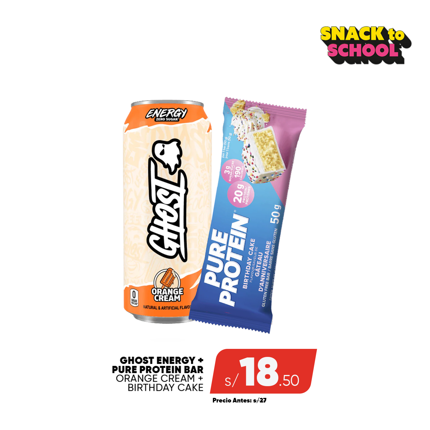 PACK GHOST ENERGY + PURE PROTEIN BAR