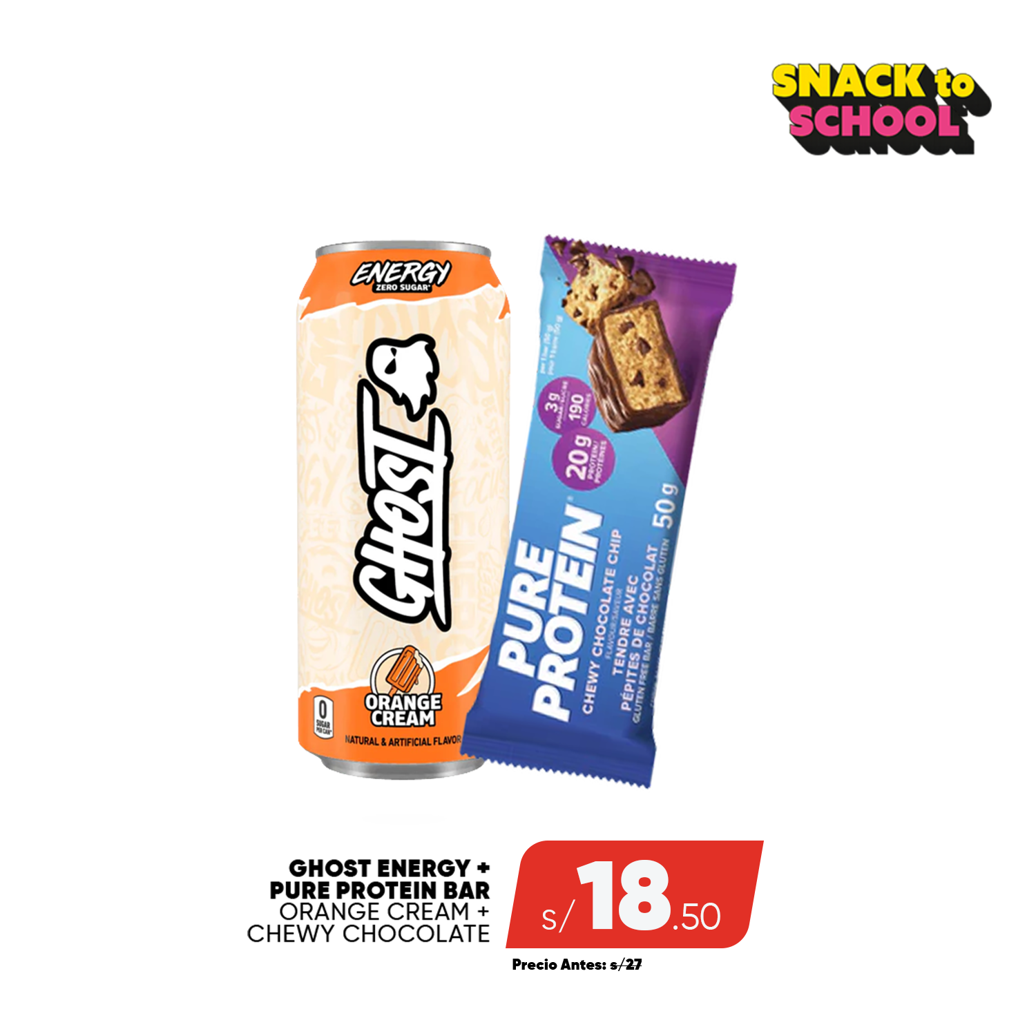 PACK GHOST ENERGY + PURE PROTEIN BAR