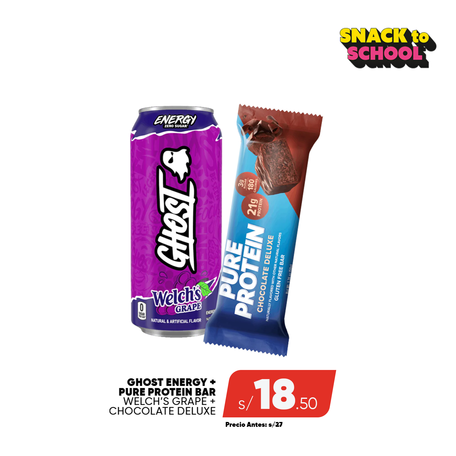 PACK GHOST ENERGY + PURE PROTEIN BAR