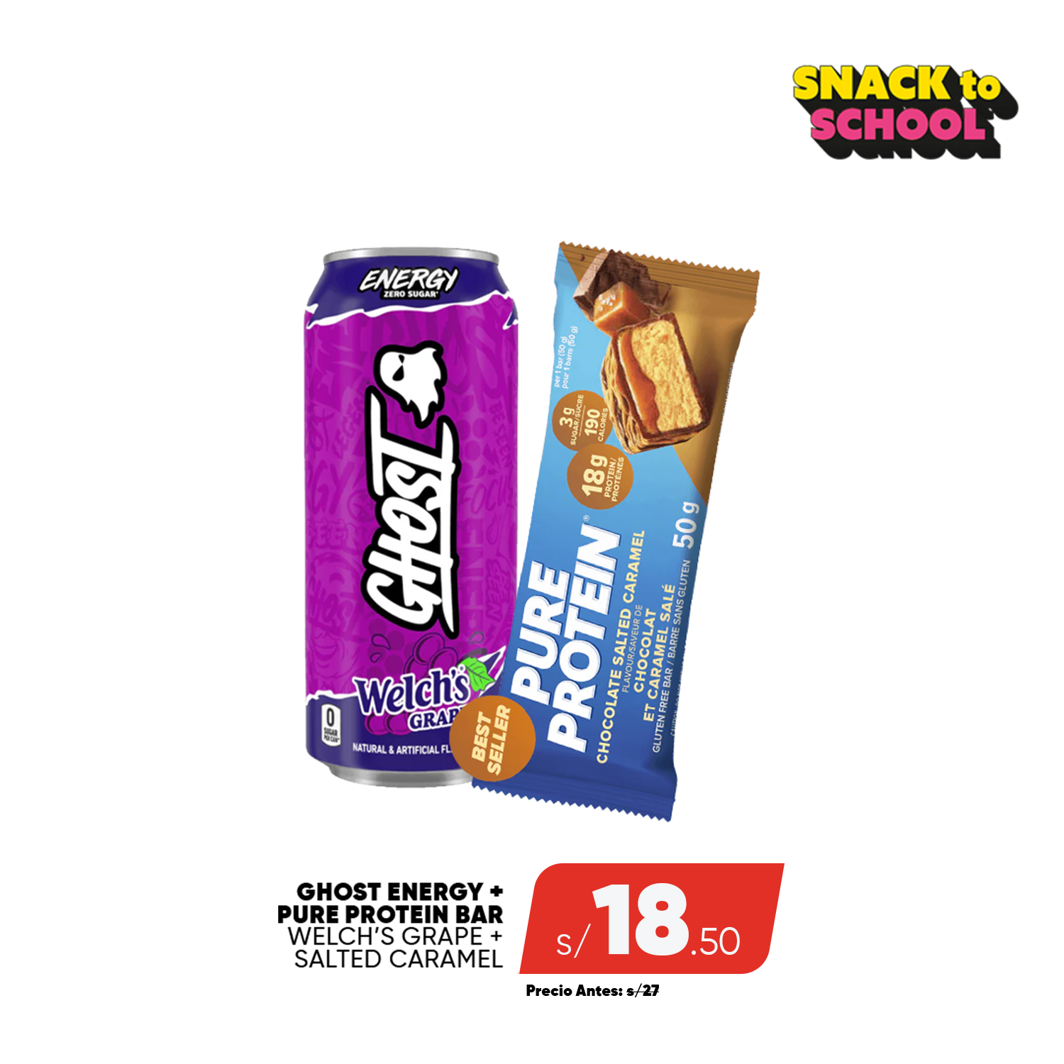 PACK GHOST ENERGY + PURE PROTEIN BAR