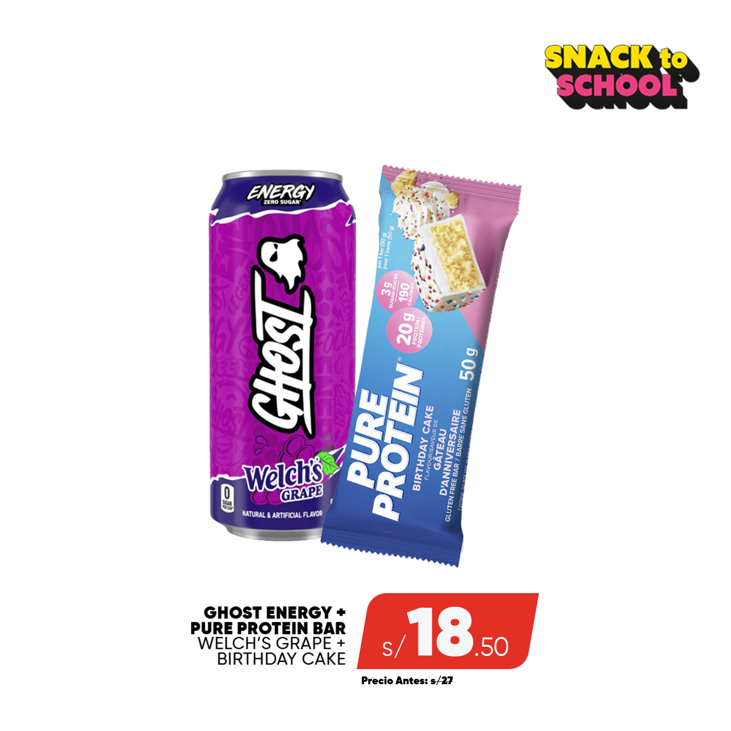 PACK GHOST ENERGY + PURE PROTEIN BAR
