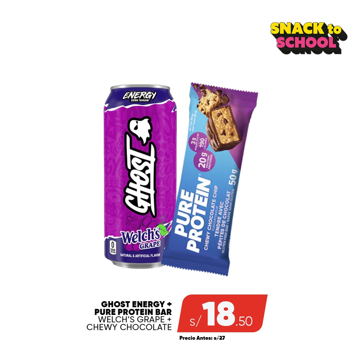 PACK GHOST ENERGY + PURE PROTEIN BAR