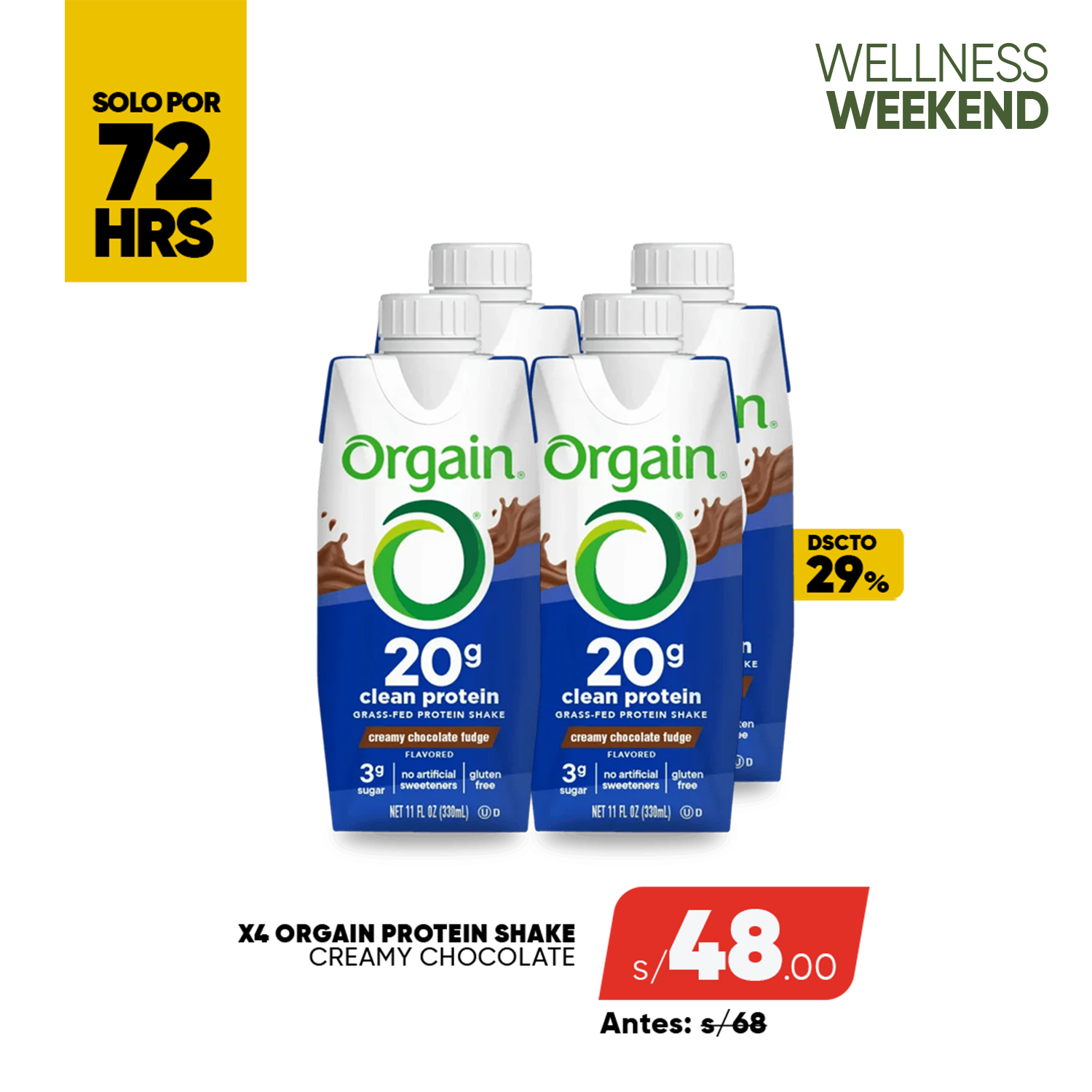 PACK X4 ORGAIN PROTEIN RTD