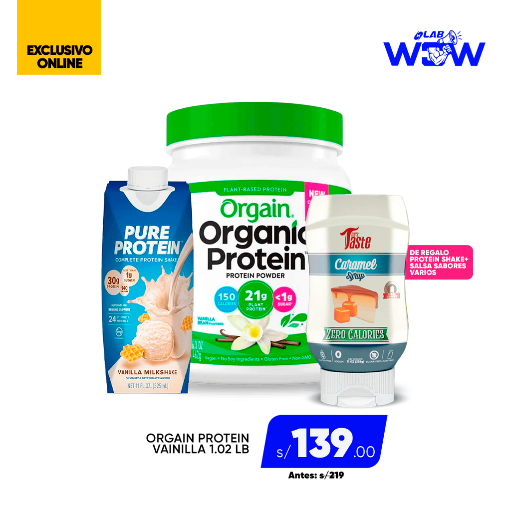 PACK ORGAIN PROTEIN + PURE PROTEIN + TASTE CARAMEL