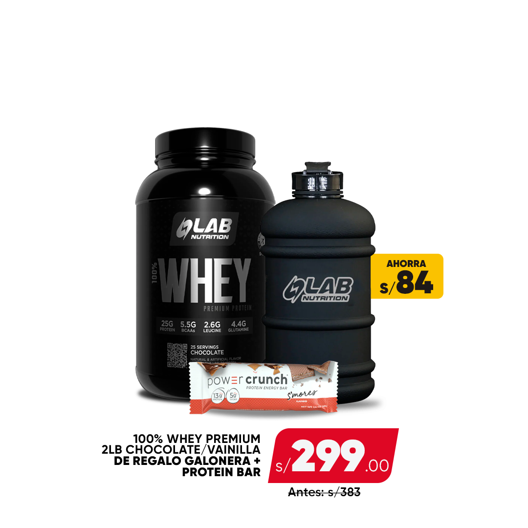 PACK PREMIUM WHEY 2LB + GALONERA KL + POWER CRUNCH