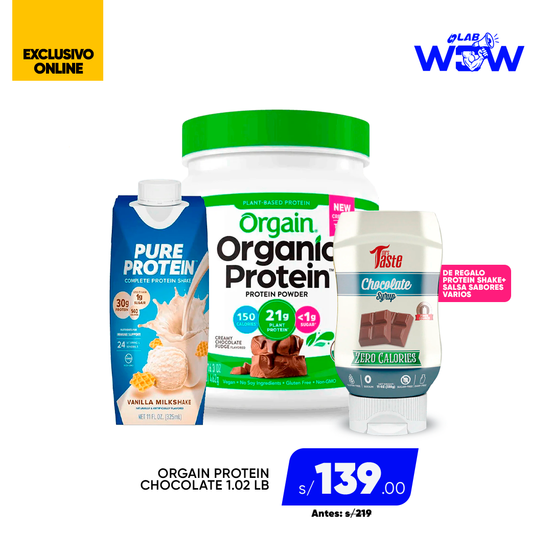 PACK ORGAIN PROTEIN + PURE PROTEIN + TASTE CHOCOLATE