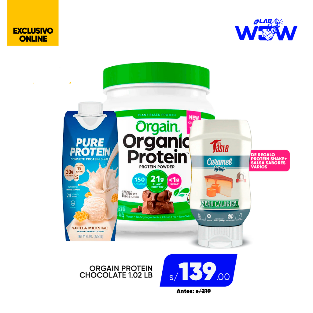 PACK ORGAIN PROTEIN + PURE PROTEIN + TASTE CARAMEL