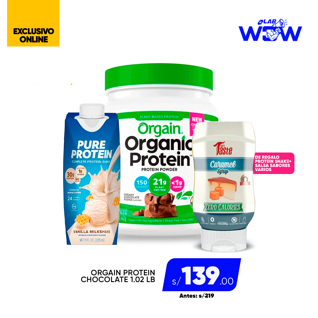 PACK ORGAIN PROTEIN + PURE PROTEIN + TASTE CARAMEL