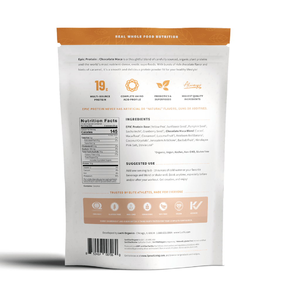 SPROUT LIVING — EPIC PROTEIN 1LB (Chocolate Maca)