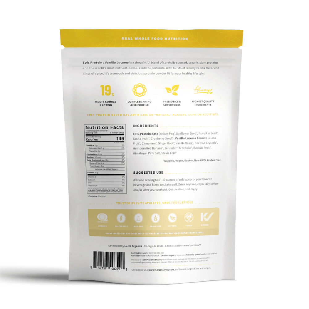 SPROUT LIVING — EPIC PROTEIN 1LB (Vanilla Lúcuma)