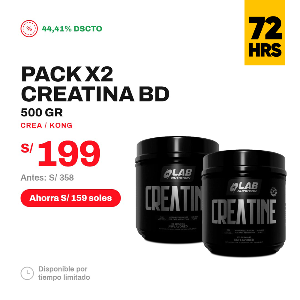 PACK 2 CREATINA UNFLAVORED 500GR