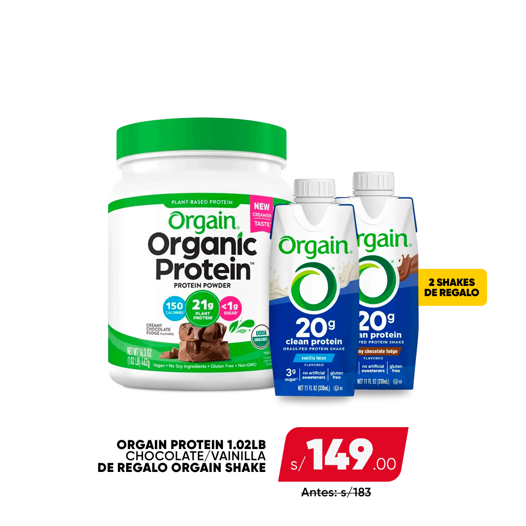 PACK ORGAIN PROTEIN 1.02LB + 2 ORGAIN SHAKE