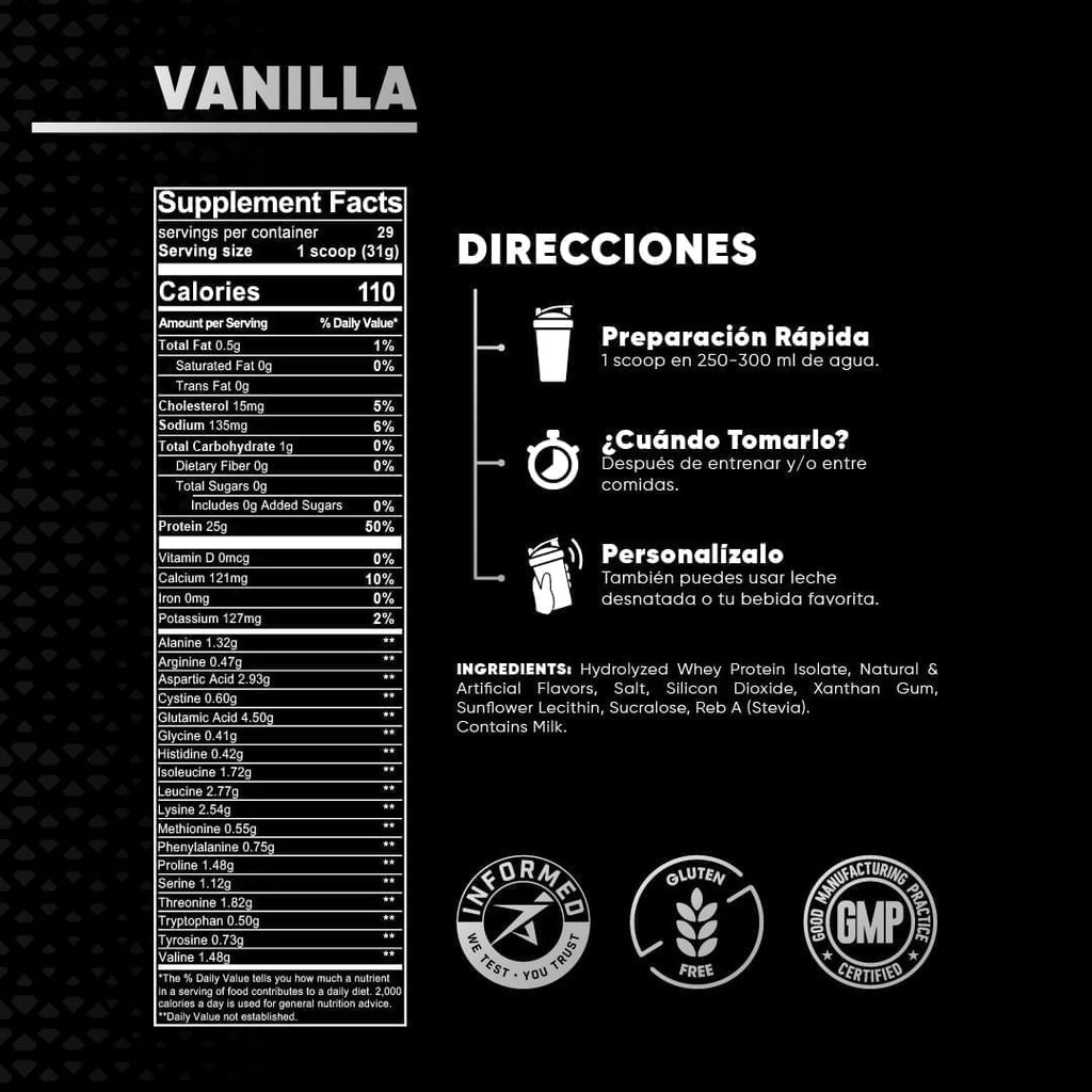 100% HYDROLYZED  VANILLA 2LB