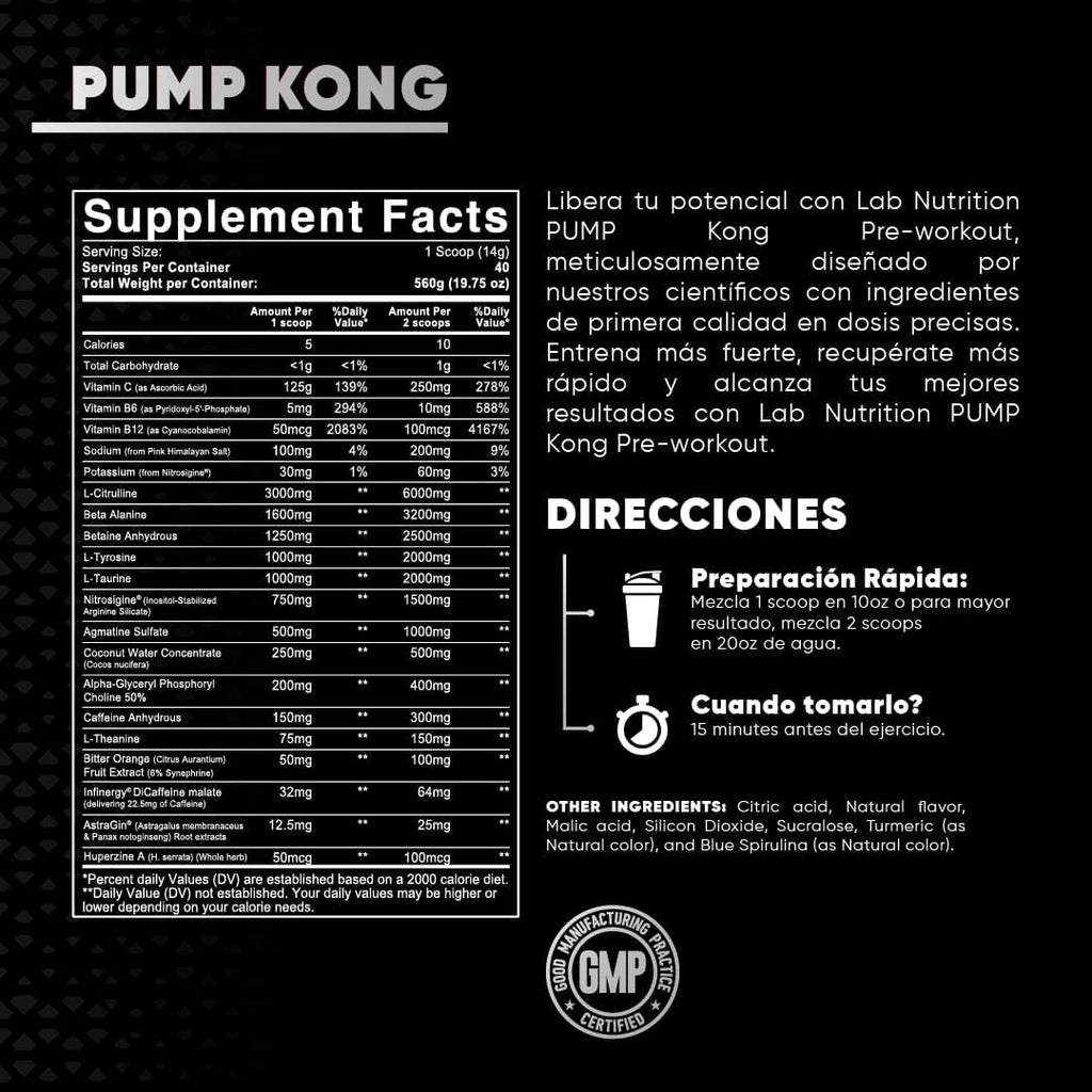 PUMP KONG PRE-WORKOUT GREEN LEMONADE 560G