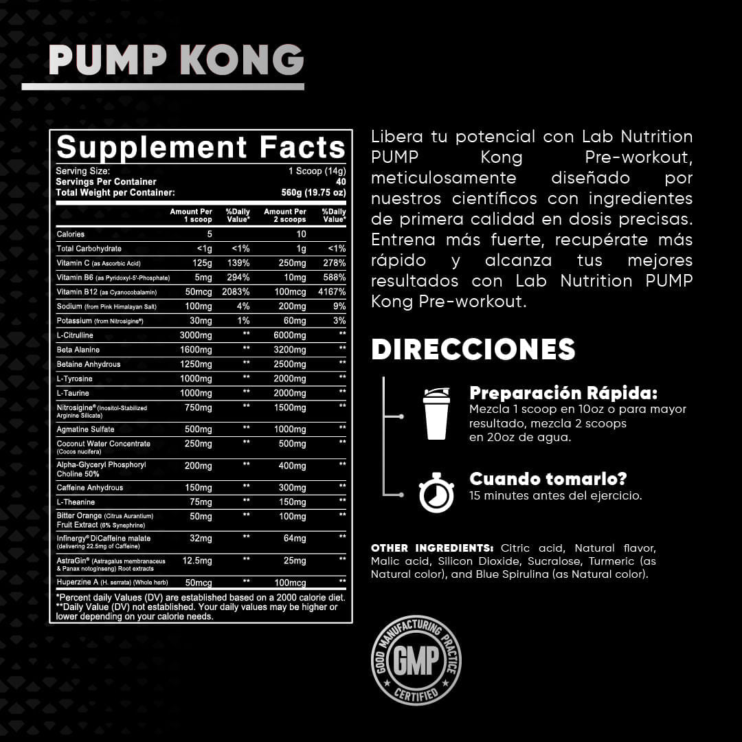 PUMP KONG PRE-WORKOUT GREEN LEMONADE 560G