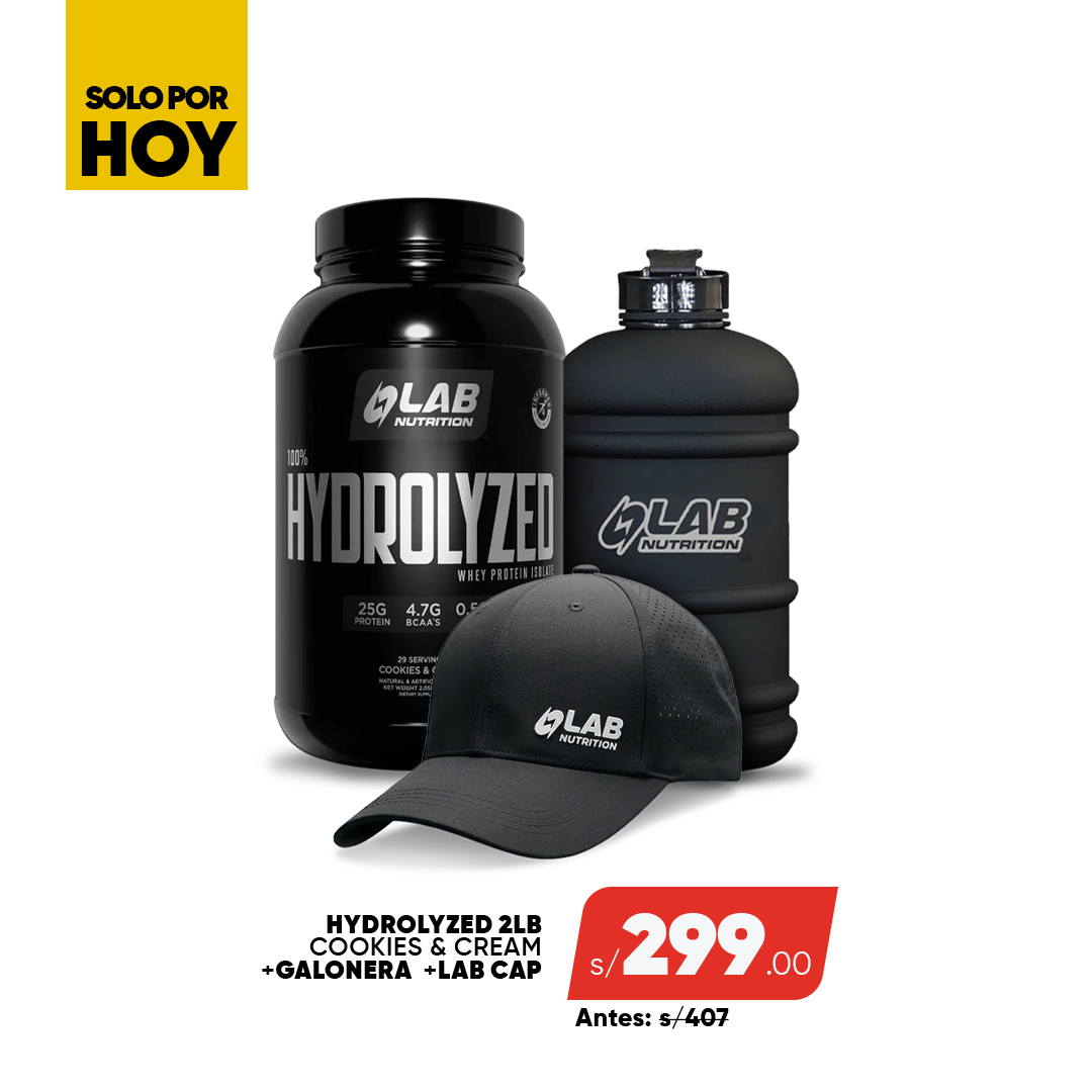 PACK HYDROLYZED 2LB + GALONERA + GORRA