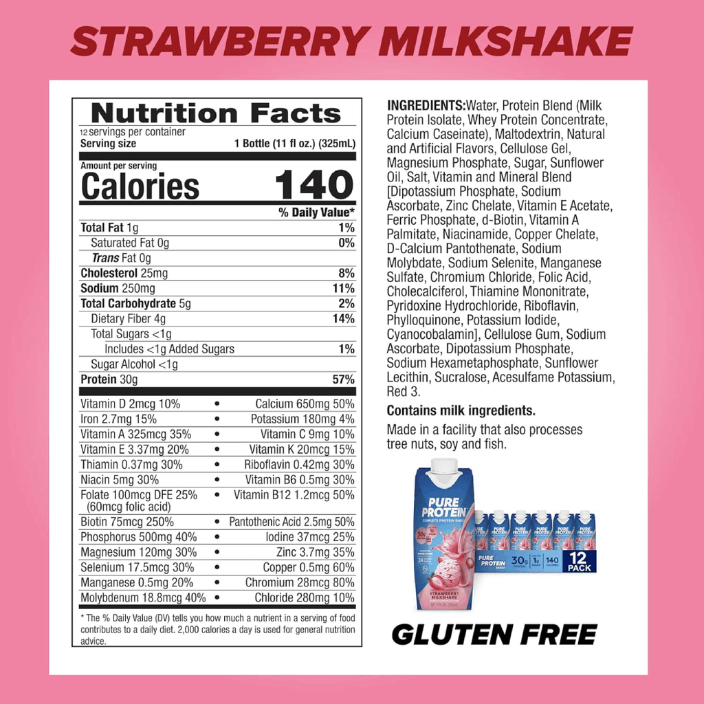 PURE PROTEIN SHAKE STRAWBERRY MILKSHAKE