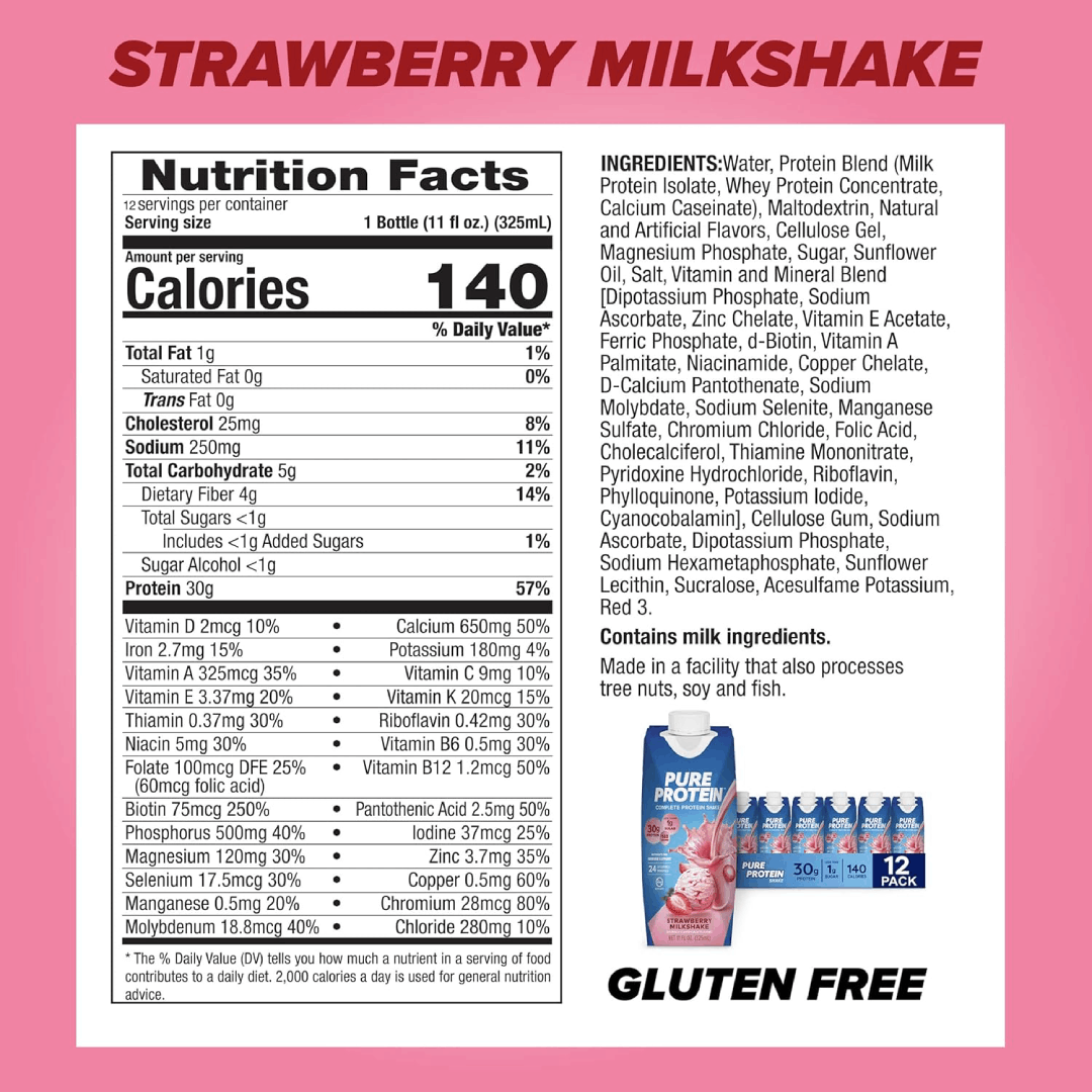 PURE PROTEIN SHAKE STRAWBERRY MILKSHAKE