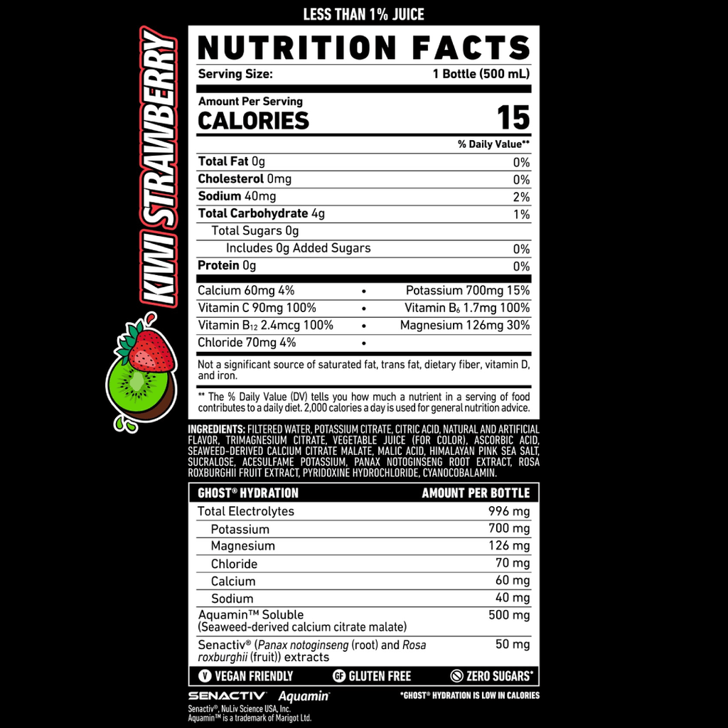 GHOST® HYDRATION KIWI STRAWBERRY 500ML