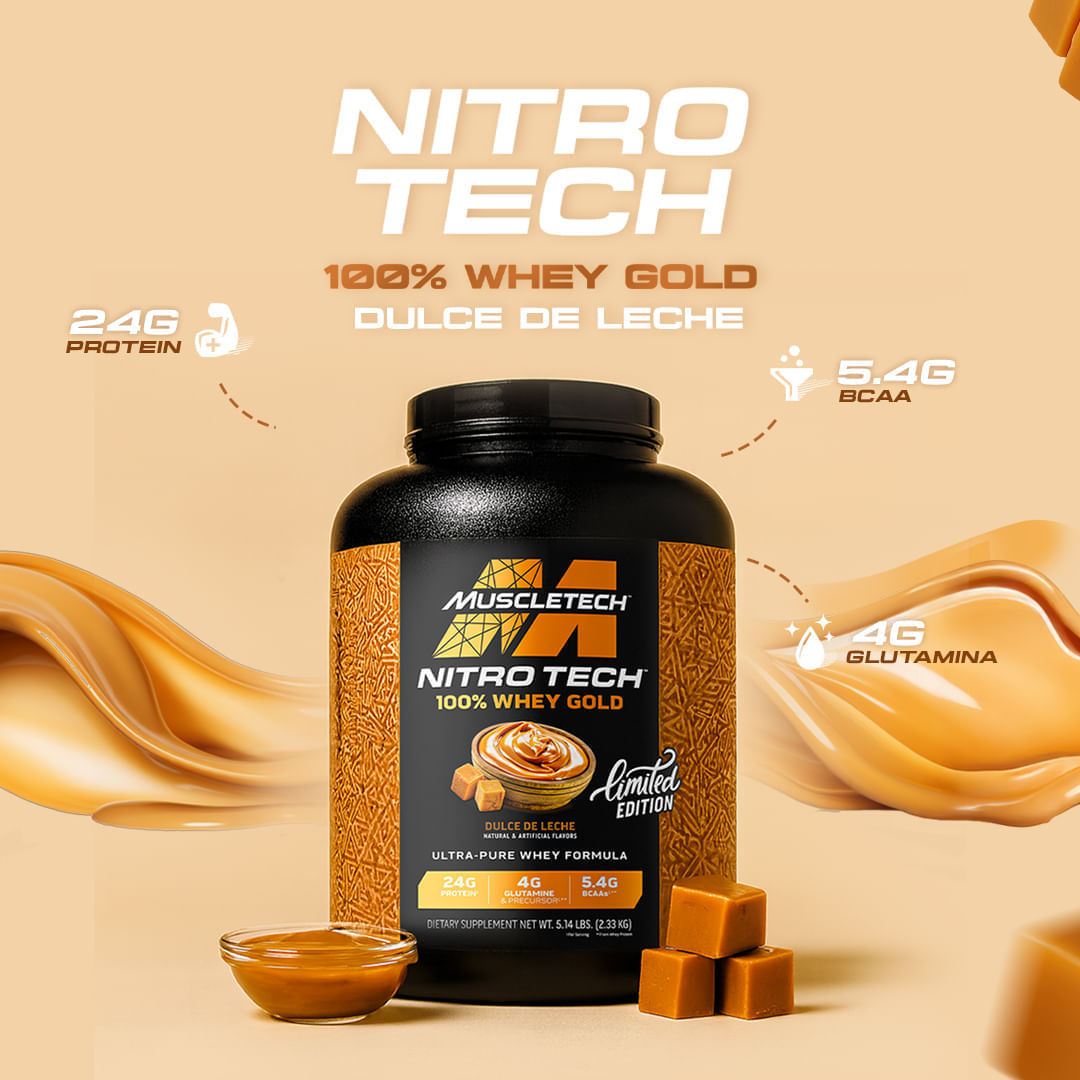NITRO TECH 100% WHEY GOLD DULCE DE LECHE 5.14LB (2.33KG)
