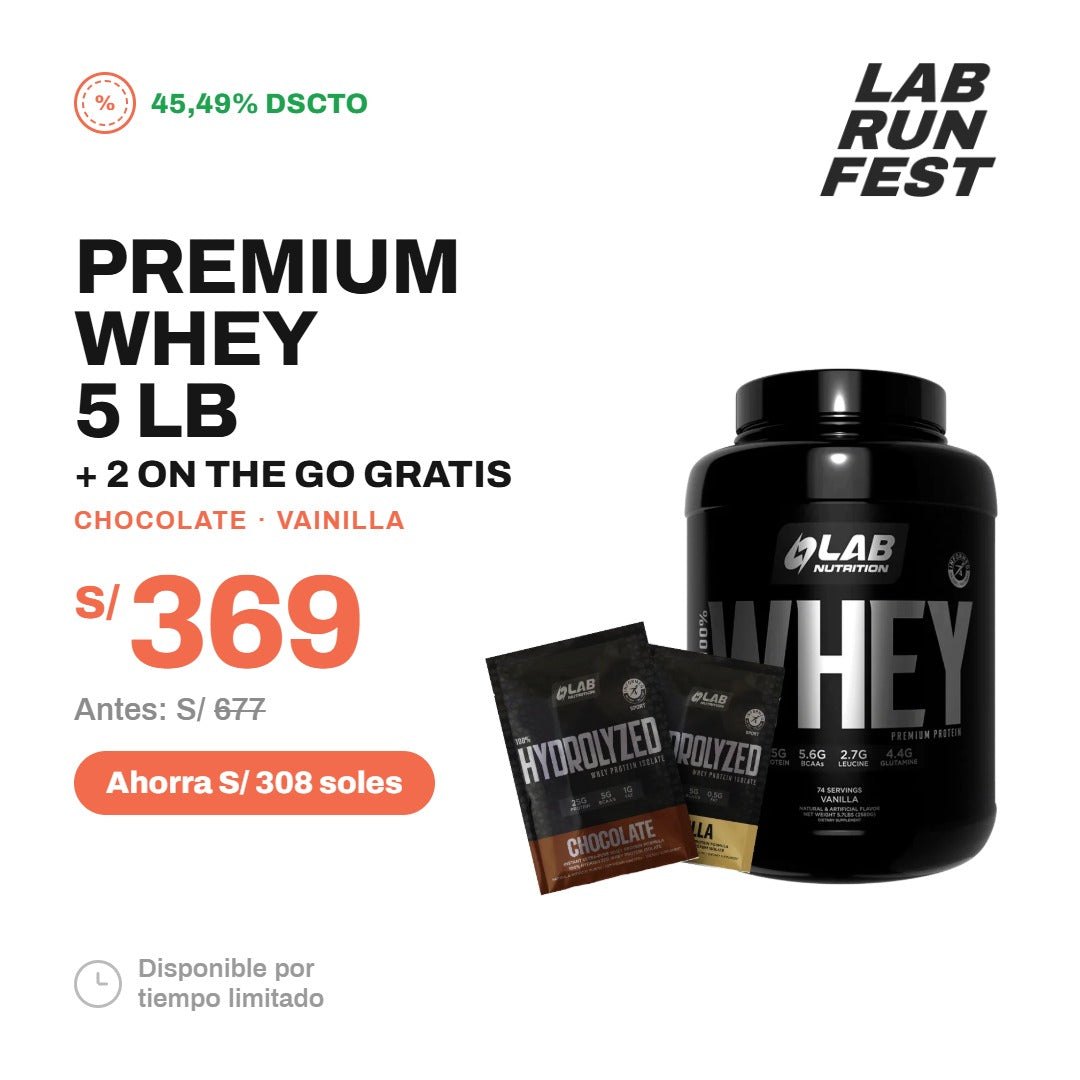PACK PREMIUM 5LB + 2 ON THE GO 100% HYDROLYZED