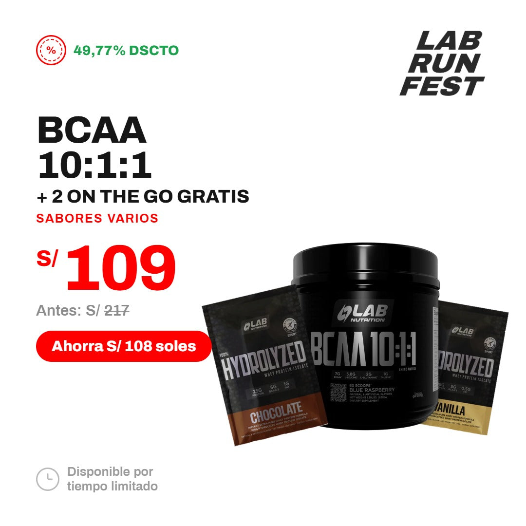 PACK BCAA 10:1:1 + 2 ON THE GO 100% HYDROLYZED