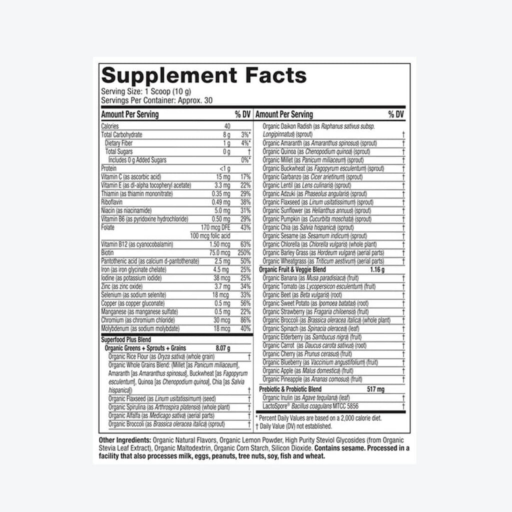 ORGANIC GREENS UNFLAVORED 243GR