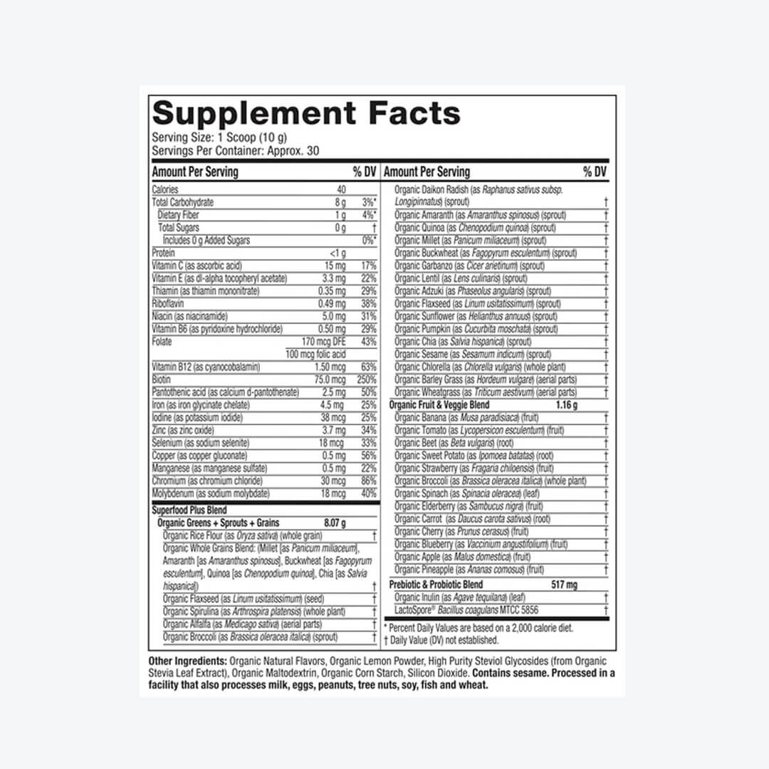 ORGANIC GREENS UNFLAVORED 243GR