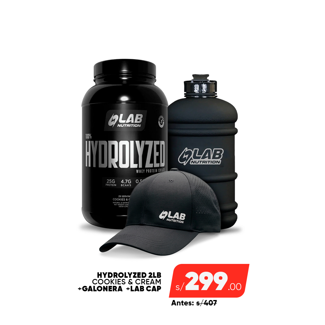 PACK HYDROLYZED 2LB + GALONERA + GORRA