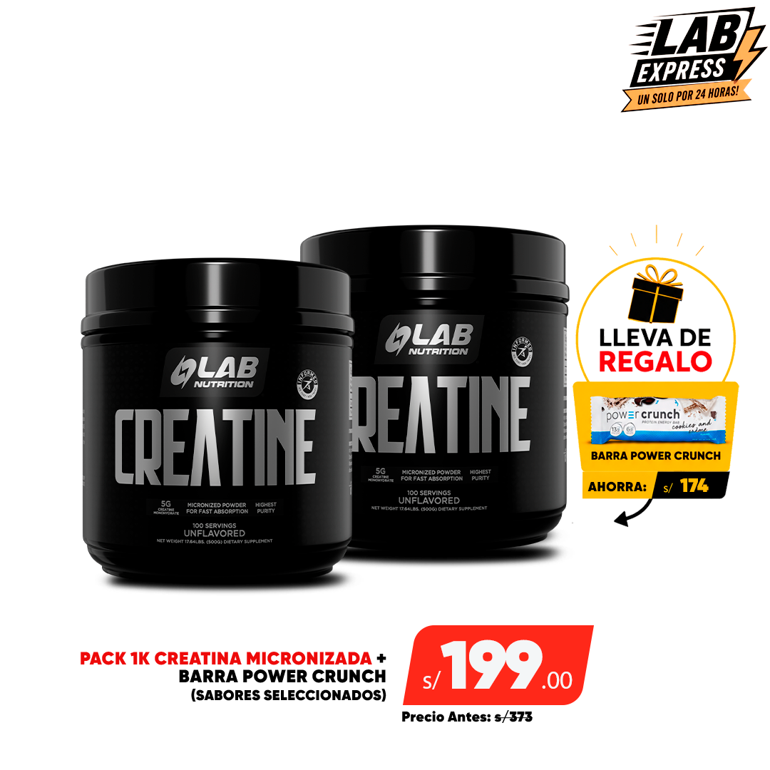 PACK 2 CREATINA BD 500MG + POWER CRUNCH