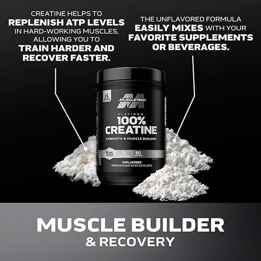 PLATINUM 100% CREATINE UNFLAVORED MONOHIDRATADA 400GR