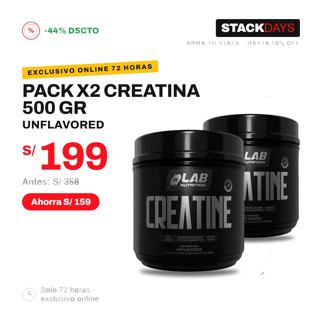 PACK 2 CREATINA UNFLAVORED 500GR