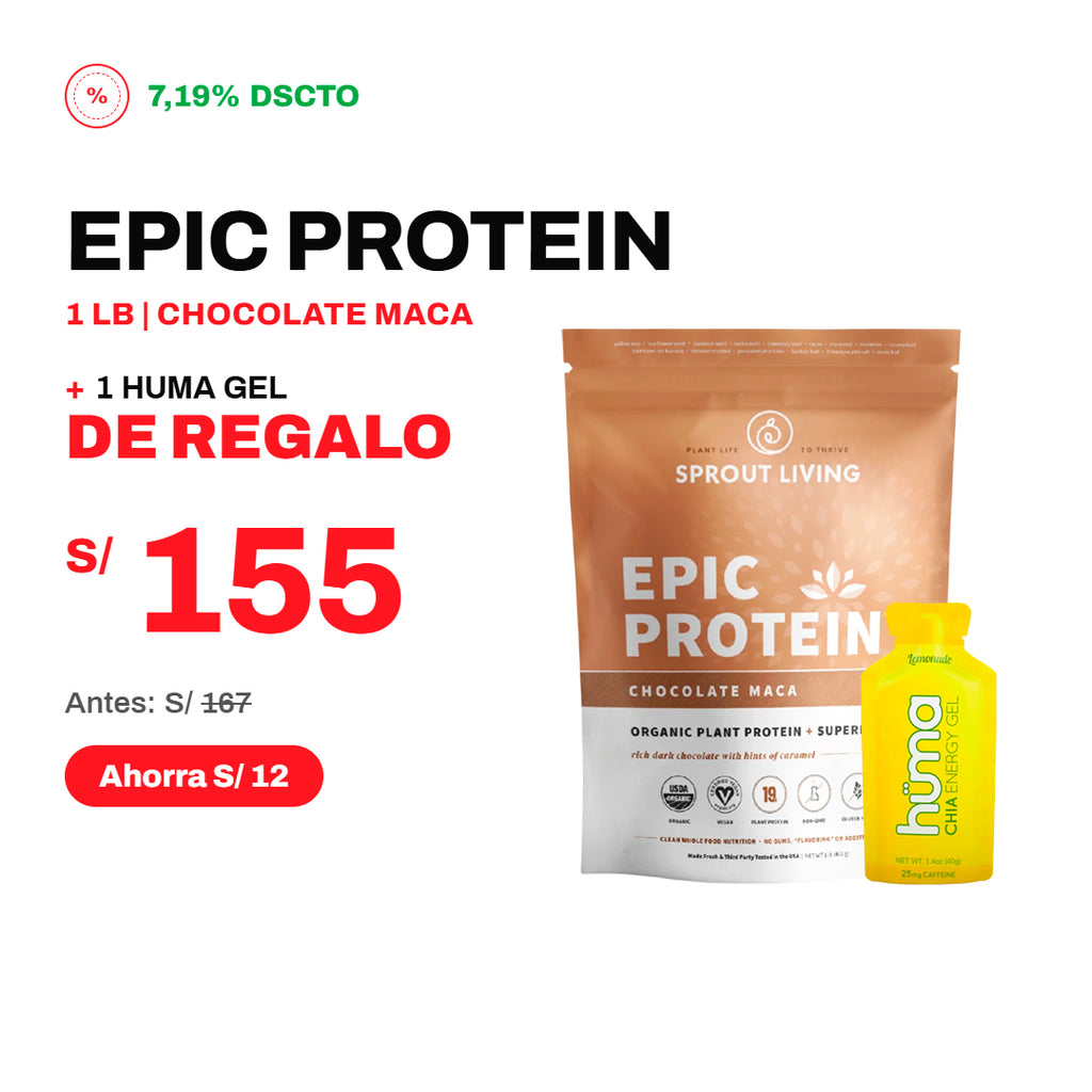 PACK EPIC PROTEIN CHOCOLATE MACA + GEL HUMA GRATIS