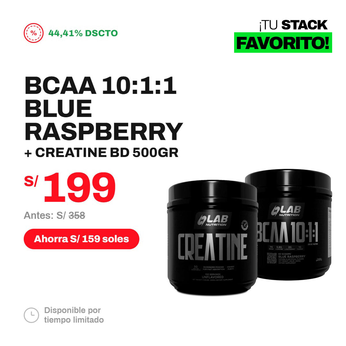 Tu Stack Favorito - BCAA 10:1:1 + Creatine BD 500 g a S/199